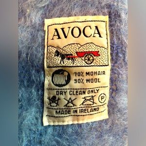 AVOCA Mohair Wool blanket 56”x37” light blue Throw